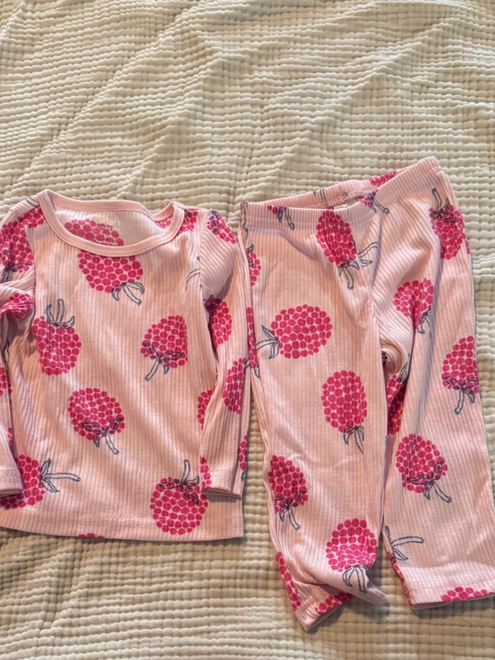 Carter's Pink Raspberry-Print Ribbed Pajama Set